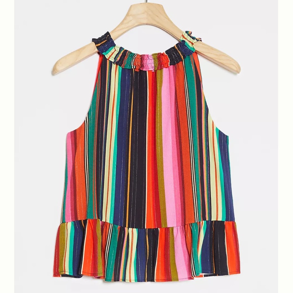 FARM Rio Multicolor Striped Halter Tank Top